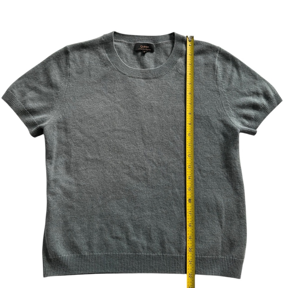 Quince 100% Mongolian Cashmere Short Sleeve Crewneck Sweater - Heather Gray - Picture 5 of 8